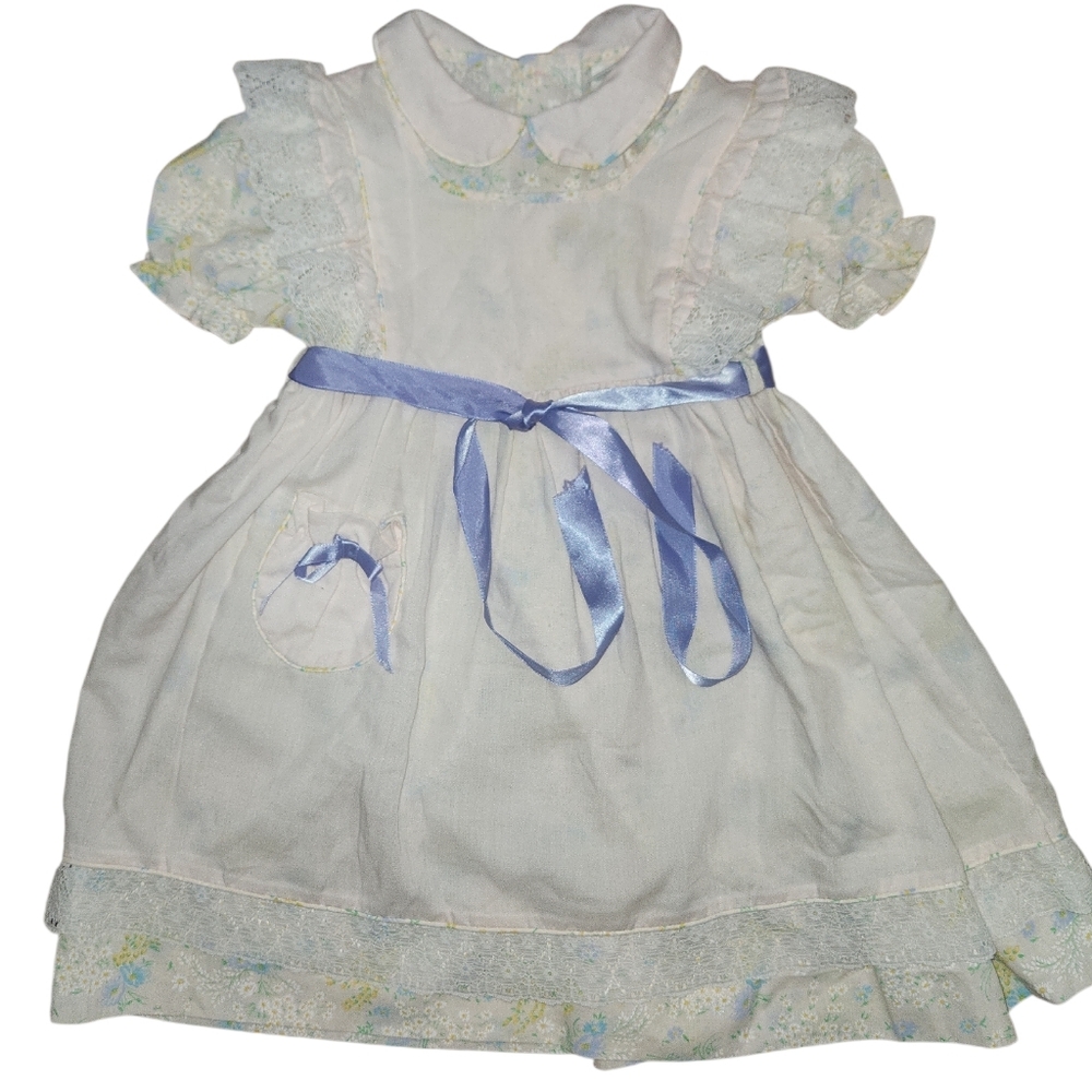 Cottage Core Very Light Pink And Offwhite Dress